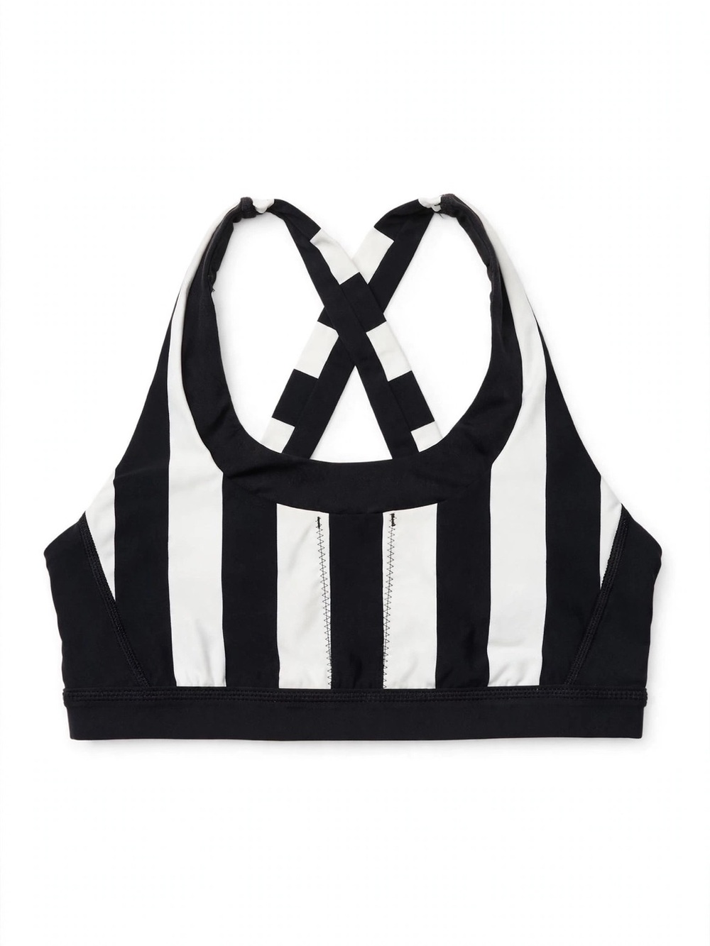 Lululemon Energy Bra Size 8 Black White Stripe Criss Cross Racerback Sports Bra